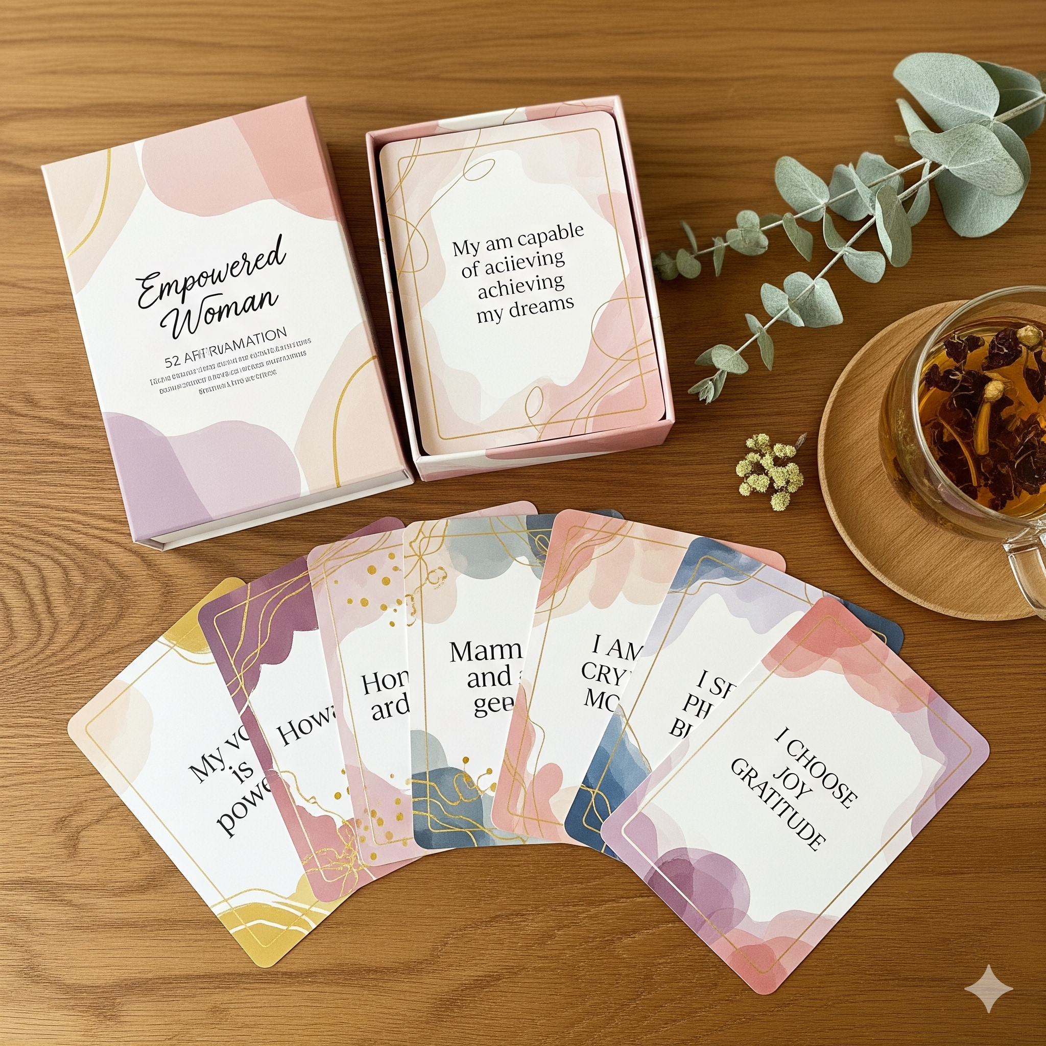 Affirmation Card Deck – Empowered Woman (52 Cards)