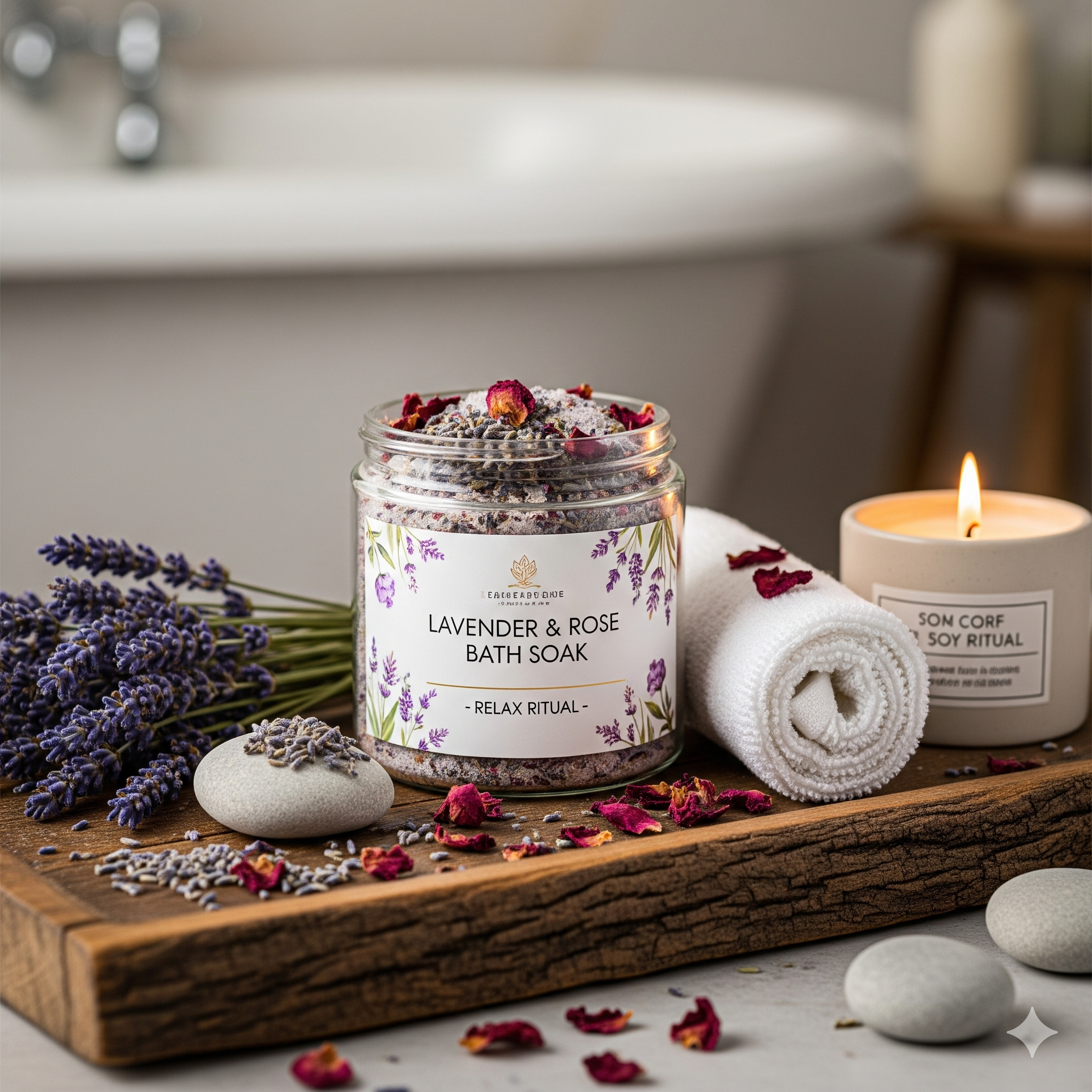 Lavender & Rose Bath Soak – Relax Ritual (200g)