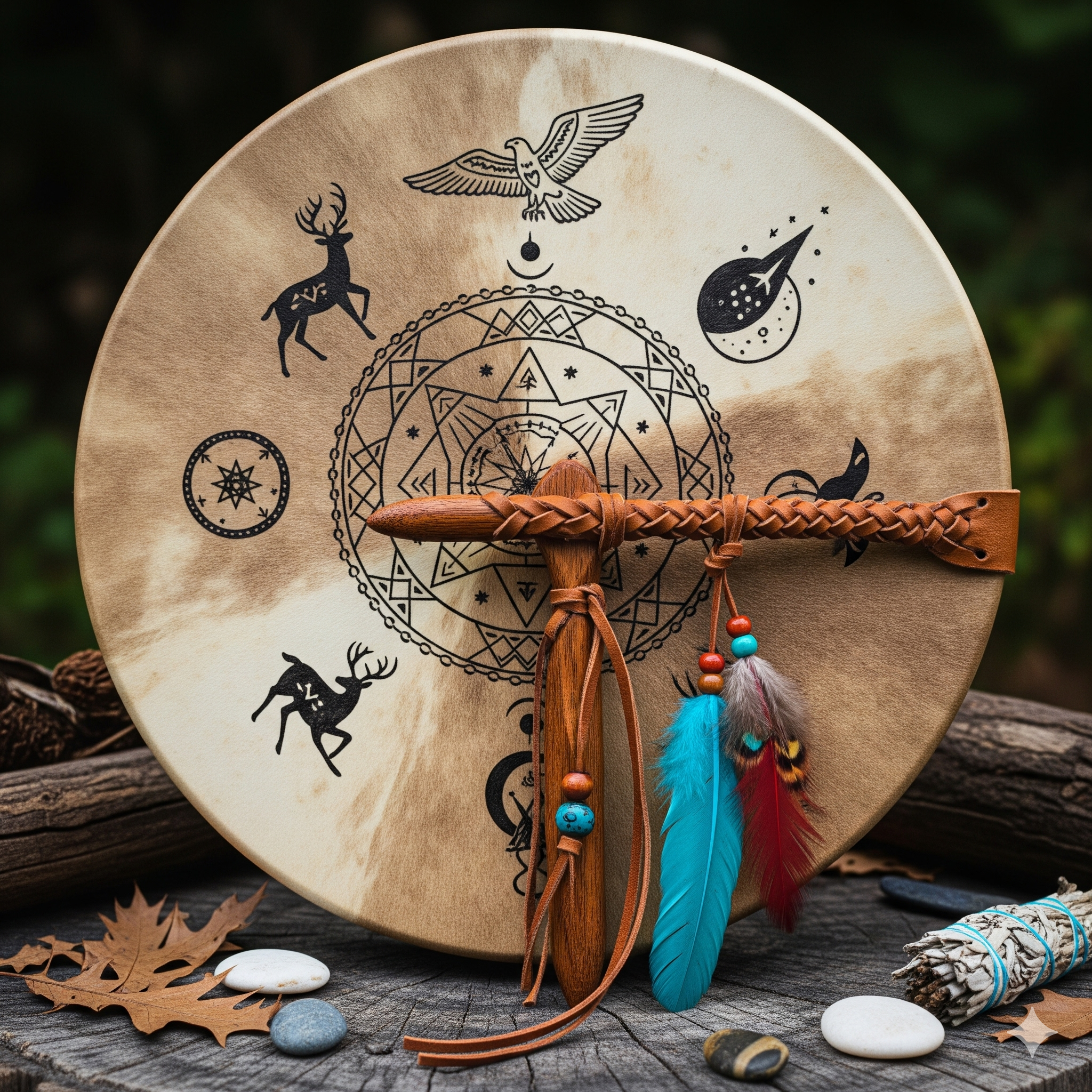 Shamanic Frame Drum – Natural Hide (18 inch)